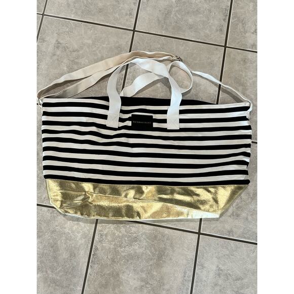Victoria's Secret Large Duffle Beach Tote Striped Weekend Bag - Picture 1 of 6